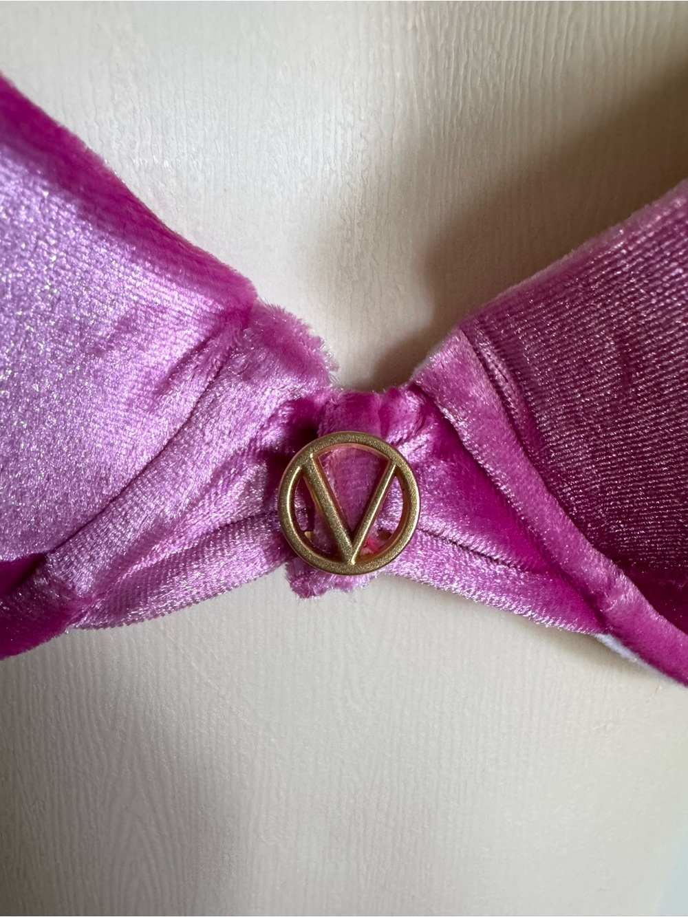 VALENTINO Sand Pink Velvet Bikini Swimsuit 6/42 Mint - Picture 3 of 6